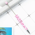 DIY beadable pen with pink leopard pattern and silver metal rod for craft decoration - Pink and White Cow Pattern Decor (47)