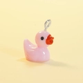 Cute pink resin duck pendant with metal ring for DIY jewelry and keychains - Solid Dark Pink (Silver Pin)