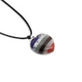 Colorful striped heart stone pendant necklace with adjustable black wax cord on white base - Heart Shaped Multi-color Striped Style (NSN0058)