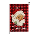 Christmas garden flag with retro Santa Claus design and red black buffalo plaid pattern - 30*45cm / Vintage Santa (HYQ030-12)