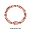 Classic 13mm Cuban link chain in rose gold finish with iced out diamonds, 18 inch length - 45cm / Rose Gold