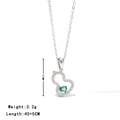 Collier gourde en argent avec pierre émeraude et cristaux blancs, pendentif de 21mm - Argent avec strass vert