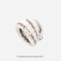 Plush striped knit hat in white and brown faux fur finish with L size tag - Zebra Print / Brown