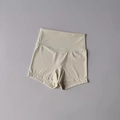 Damen Sport-Yoga-Shorts mit hoher Taille in Beige aus elastischem, schnelltrocknendem Stoff - L / Gebrochenes Weiß