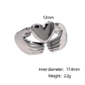 Detalle de dimensiones del anillo de corazón con diámetro de 17,4 mm y altura 12 mm - Abierto Ajustable / Color Acero