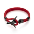 Bracciale da uomo in corda di Milano intrecciata rossa con fibbia a forma di aereo - Corda Rossa Fibbia Nera