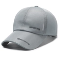 Graue atmungsaktive Mesh-Baseballkappe mit SPORTS-Stickerei für Outdoor-Sonnenschutz - Verstellbar / Grau