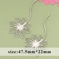 Silver flower branch pendant with hoop for DIY jewelry making, size 47.5mm x 22mm - Hollow Champagne Flower / Silver