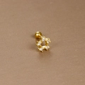 Detailed view of a gold star cartilage stud with white zircon and screw ball back - Star Zirconia / Gold