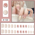 Elegant gradient cream pearl press-on nails set in French style with bead accents - Soft Beige Pink Gradient Artificial Pearl Style (D-122) / 24 Pcs/Set