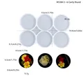 Detalle de molde de silicona de 6 agujeros con medidas para joyería de resina DIY - Molde de Colgante Redondo de 6 Cavidades