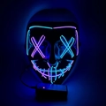 LED-Neon-Maske mit blau-rosa fluoreszierenden Linien und leuchtenden Kreuzaugen - Lila & Blau