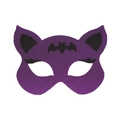 Purple felt cat ear mask with black bat print for Halloween cosplay costume party - Toddler Size 1-5Y / Purple Mask