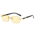 Frameless vintage sunglasses featuring light yellow jelly lenses and gold metal bridge - C10-Yellow Lens