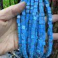 Perles cubes bleues style turquoise avec texture minérale naturelle pour bijoux - 4x4mm (Environ 38cm Fil) / Turquoise