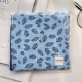 Light blue floral cotton linen square scarf with delicate leaf print in unique packaging - XY-19 Pale Blue Leaf Berry