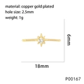 Detailed specs of gold-plated star charm with zircon inlay measuring 18mm by 6mm - P00167-Star Bar Connector