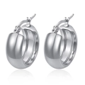 Pendientes de aro en acero inoxidable plateado pulido con diseño redondo minimalista - Oro de 18K / Color Acero