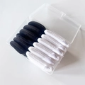 Set of black and white crystal velvet makeup puffs in a clear storage box - 12pcs in Box / Black and White Mixed