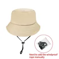 Sombrero de pescador en algodón beige con cordón negro ajustable para el sol afuera - Caqui