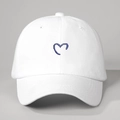 Witte katoenen baseballpet met blauw geborduurd hartpatroon op de voorzijde - Eén maat / Wit