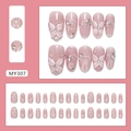 Uñas postizas 3D de mariposa rosa con cristales brillantes y efecto ojo de gato - Hielo de Melocotón Dulce-MY307 (Con Pegamento)