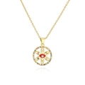 Collier œil maléfique plaqué or 18K bohème avec zircon rouge et pierres colorées sur blanc - Or Coeur Rouge