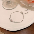 Adjustable S925 silver butterfly bracelet with pink cat-eye stone and zircon - S663 Silver - Exquisite Zirconia Butterfly Bracelet