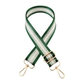 Detail of adjustable green and silver woven strap with golden lobster clasps for handbags - Green
