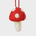 Handmade red and white wool felt mushroom ornament with hanging rope for Christmas - Red Mushroom / 4.5CM
