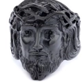 Vintage black stainless steel Jesus Christ head ring with crown of thorns relief detail - US 7 / Black