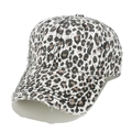 Detailed view of the distressed leopard print pattern and frayed edge on the baseball cap - M (56-58cm) / White Leopard Print
