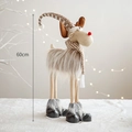 Plush 60cm Christmas reindeer ornament with striped hat and grey faux fur detail - Standing Grey Medium Long Leg Deer (Black Shoes)