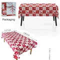 Christmas tablecloth featuring red and white checkered patterns with festive reindeer prints - Christmas Tablecloth - Snowflake Deer (137x183cm)