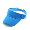 Adjustable bright blue open top sun visor hat with wide brim and velcro strap - Blue