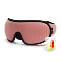 Pink 3D sleep mask with breathable mesh fabric and noise-cancelling foam earplugs set - Mask + Earplugs / Pink