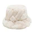 Sombrero de pescador beige de piel sintética suave con cálido patrón de cuadros - M (56-58cm) / Beige