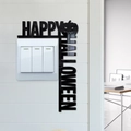 Glossy black L-shaped acrylic Halloween light switch sticker with Happy Halloween text - Happy Halloween Pumpkin(JM1105)