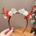 Cerchietto natalizio con corna di renna marroni, bacche rosse e palline di peluche - 11# Bacche rosse palle di pelo corna caffè / caffè