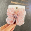 Pale pink floral bow hair tie in chiffon fabric with delicate lily of the valley print - FJ1074B Light Pink Floral (No Card)