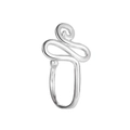 Silver punk U-shaped non-pierced nose ring with unique polished spiral texture design - Wound Spiral Shape (4) / Silver (4)