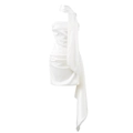 Detail of white satin tube dress featuring elegant ruffles and a long flowing ribbon scarf - S / White