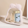 Miroir de maquillage rose avec nœud papillon et cadre mat au design mignon de princesse - Rose