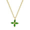 Élégant collier plaqué or 18 carats avec pierres de zircon vert émeraude et pendentif croix - Pendentif Croix (SN22040908GN) / Doré