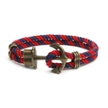 Retro navy anchor bracelet with red and blue braided rope and bronze metal clasp - Blue Red Rope Antique Bronze Buckle