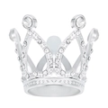 Detailed close-up of a silver crown ring featuring micro-paved sparkling crystals - 5J55 Diamond Mini Round Silver 01