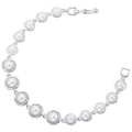 Elegante bracciale a fiore con perle bianche in argento e accenti di cristallo lucente - Bracciale di perle a sfera tonda d'argento