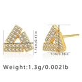 Detailed size chart for geometric triangle stud earrings with weight and dimension info - Triangle