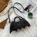 Gothic bat wing bag with white spider web embroidery and detachable shoulder strap - One Size / Black