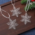 Three-piece set of transparent acrylic snowflake ornaments with white hanging silk ropes - Hexagonal Snowflake 6.5CM (Set of 3)